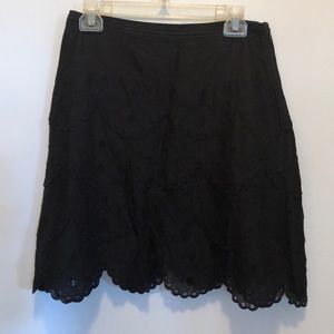 BCBG Black eyelet mini A-line skirt, sz 2, NWOT!